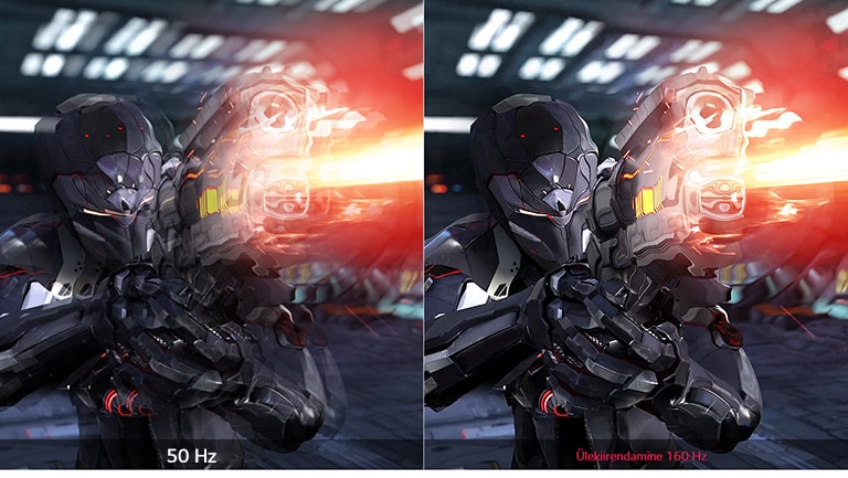 Fluid Gaming Motioni 60 Hz võrdlus ülekiirendamise 160 Hz-ga