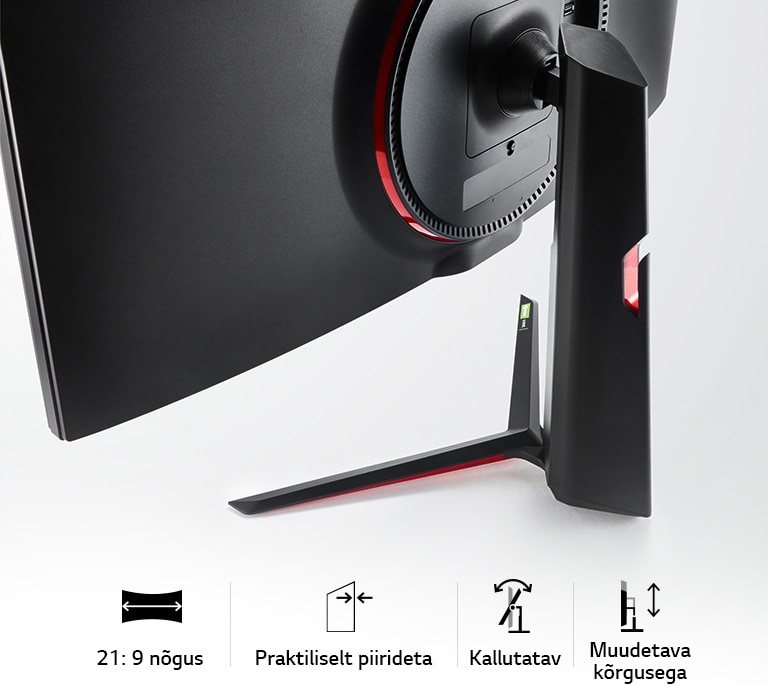 Stiilne disain 21:9 nõgus, praktiliselt ääristeta, kallutatav, muudetava kõrgusega