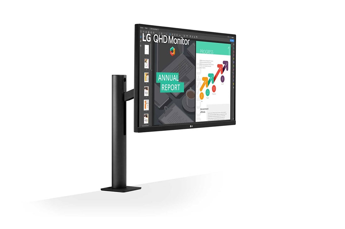 LG 27-tolline Ergo LED monitor, Perspektiivvaade, 27QN880-B, thumbnail 3
