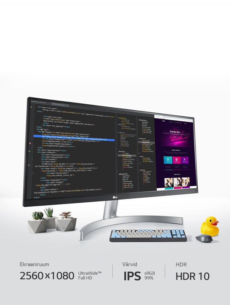2560 × 1080 UltraWide™ Full HD IPS sRGB 99% ja HDR 10 monitoriga näete rohkem, et luua rohkem.