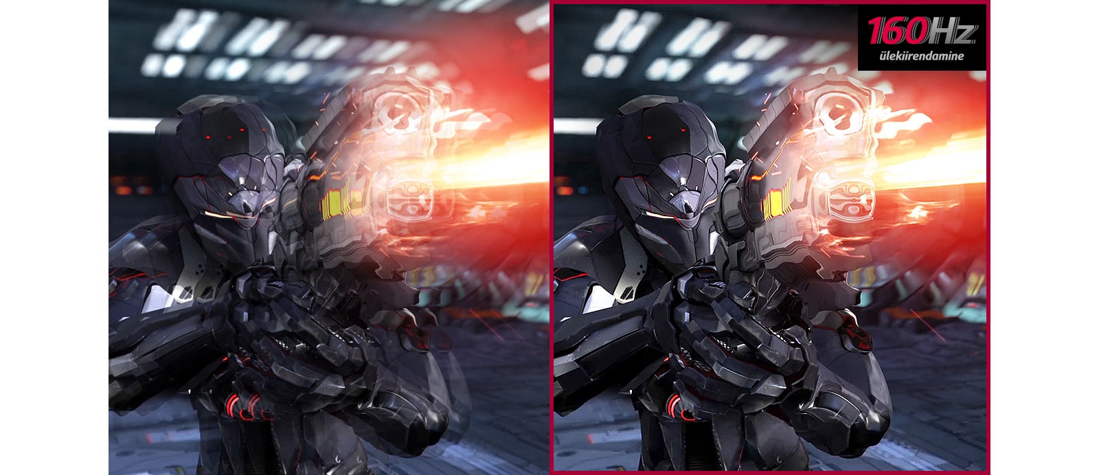 Fluid Gaming Motioni võrdlus 60 Hz ja ülekiirendatud 160 Hz-ga