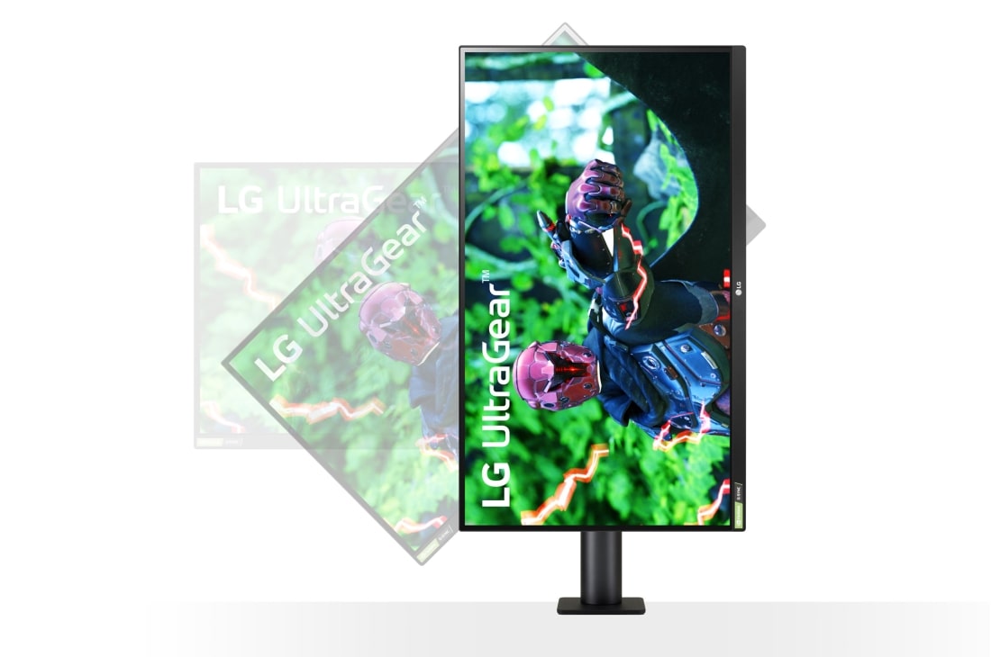 LG 27-tolline UltraGear™ mängumonitor, +90-kraadise kaldega ekraani eestvaade, 27GN880-B, thumbnail 7