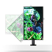 LG 27-tolline UltraGear™ mängumonitor, +90-kraadise kaldega ekraani eestvaade, 27GN880-B, thumbnail 7
