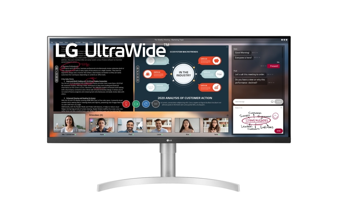 LG 34-tolline UltraWide™ monitor, eestvaade, 34WN650-W