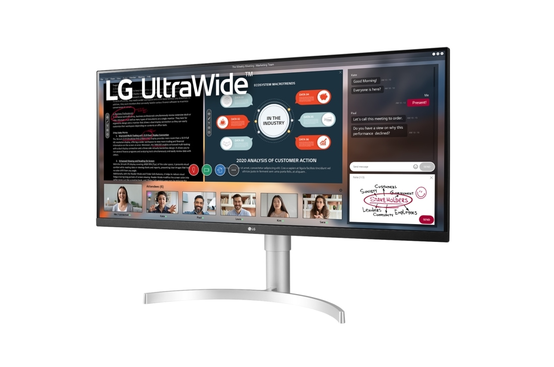 LG 34-tolline UltraWide™ monitor, külgvaade +15 kraadi all, 34WN650-W, thumbnail 2