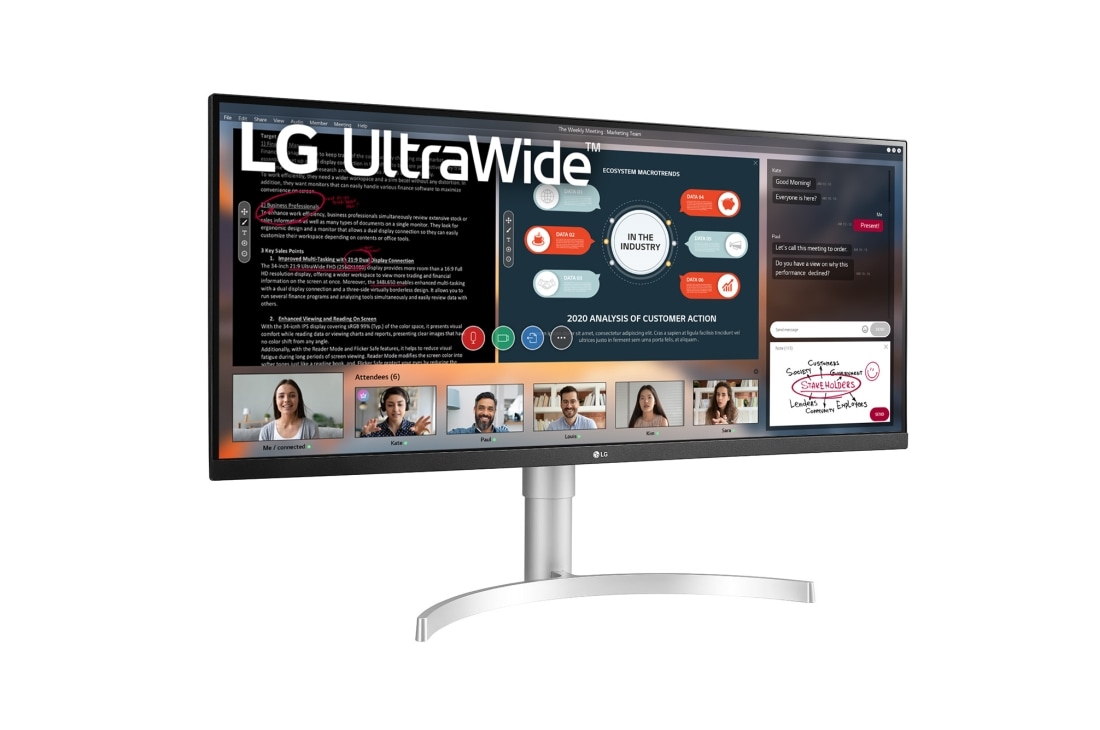 LG 34-tolline UltraWide™ monitor, külgvaade +15 kraadi all, 34WN650-W, thumbnail 3