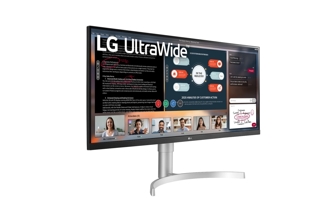 LG 34-tolline UltraWide™ monitor, perspektiivvaade, 34WN650-W, thumbnail 4