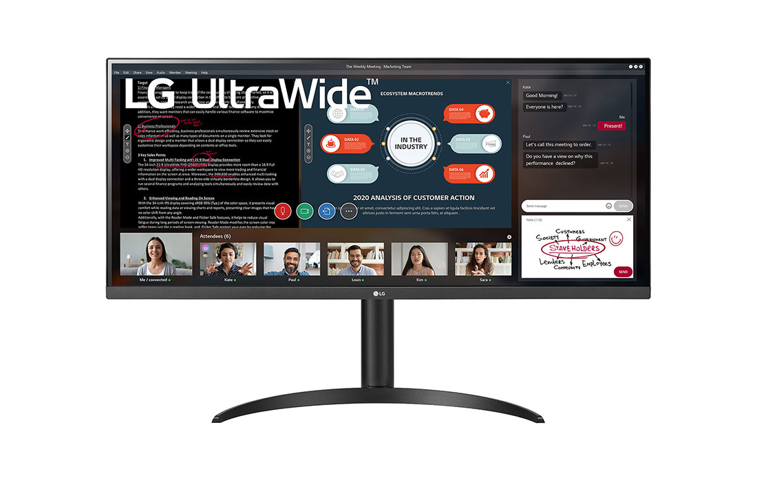 LG 34-tolline UltraWide™ monitor, eestvaade, 34WP550-B