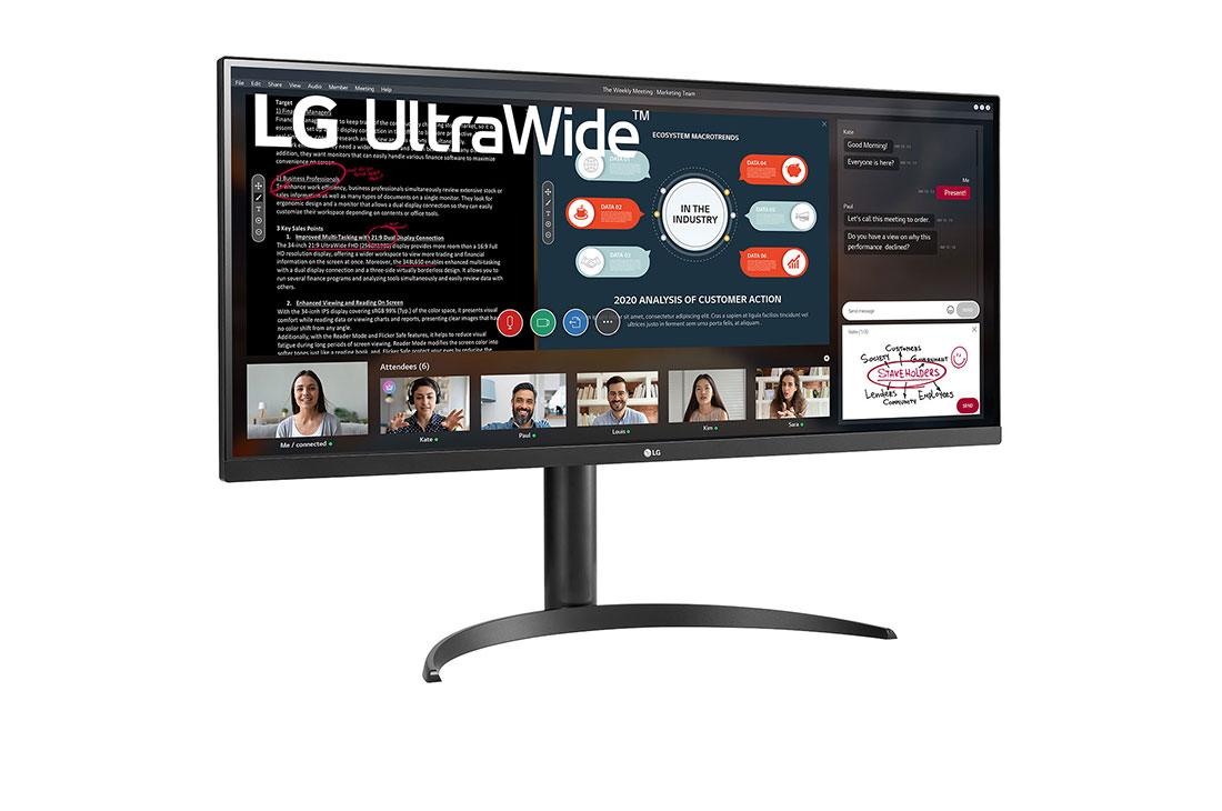 LG 34-tolline UltraWide™ monitor, külgvaade +15 kraadi all, 34WP550-B, thumbnail 3
