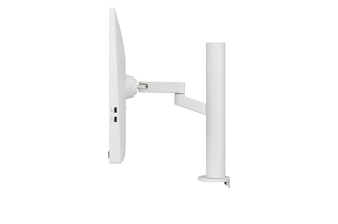 LG 32'' 4K UHD nutimonitor webOS-i ja ergonoomilise jalaga, külgvaade alla reguleeritud monitorikõrgusega, 32SQ780S-W, thumbnail 4