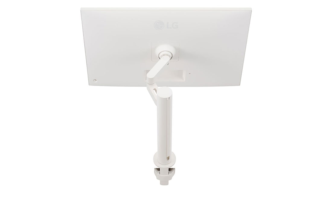 LG 32'' 4K UHD nutimonitor webOS-i ja ergonoomilise jalaga, tagantvaade tagasi tõmmatud alusega monitorile, 32SQ780S-W, thumbnail 12