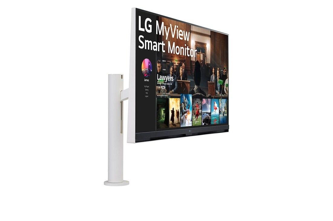 LG 32'' 4K UHD nutimonitor webOS-i ja ergonoomilise jalaga, perspektiivvaade, 32SQ780S-W, thumbnail 3