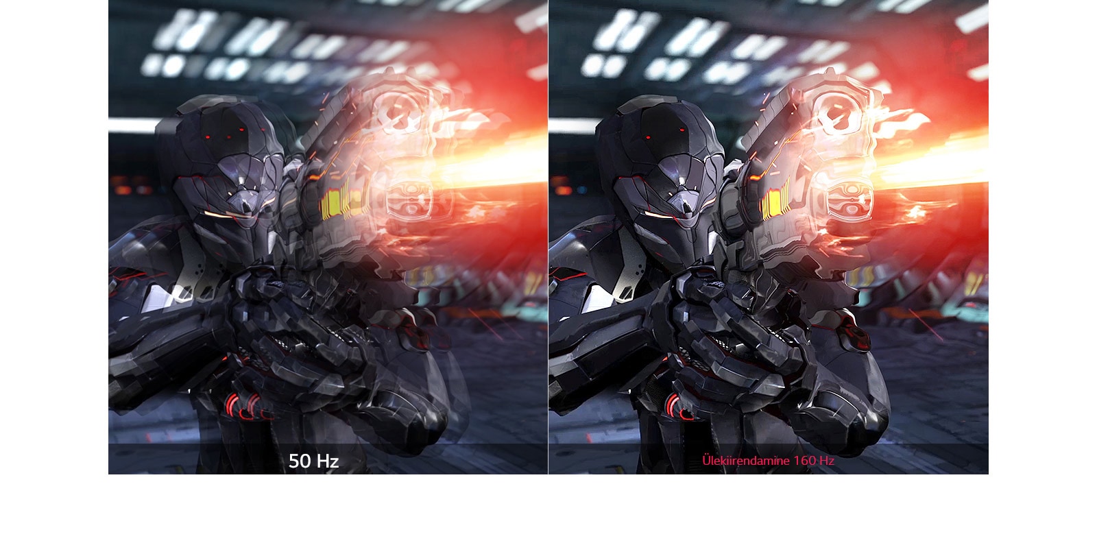 Fluid Gaming Motioni 60 Hz võrdlus ülekiirendamise 160 Hz-ga