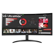 LG 34-tolline 21:9 nõgus UltraWide™ QHD (3440x1440) FreeSync™ monitor, eestvaade, 34WR50QC-B, thumbnail 1