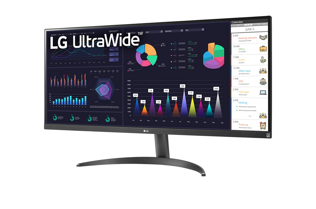 LG 34-tolline 21:9 UltraWide™ Full HD IPS-monitor AMD FreeSync™ tehnoloogiaga, külgvaade -15 kraadi all, 34WQ500-B, thumbnail 2