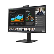 LG 27-tolline QHD (2560x1440) IPS monitor koos sisseehitatud veebikaamera ja mikrofoniga, külgvaade -15 kraadi koos push-pull Full HD veebikaameraga, 27BQ75QC-B, thumbnail 3