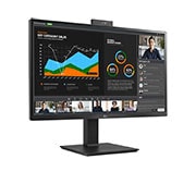 LG 27-tolline QHD (2560x1440) IPS monitor koos sisseehitatud veebikaamera ja mikrofoniga, külgvaade +15 kraadi koos push-pull Full HD veebikaameraga, 27BQ75QC-B, thumbnail 5