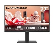 LG 27” QHD IPS monitor koos USB-C ja Daisy Chain funktsioonidega, front view, 27BA65QB-B, thumbnail 1