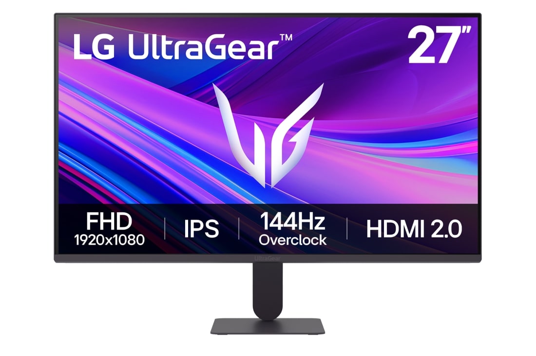 LG UltraGear™ G4 27 tolli 144Hz (ülekiirendamine) FHD IPS mängumonitor | 27G411A NVIDIA G-SYNC® compatible, SRGB 99% (Typ.), eestvaade, 27G411A-B
