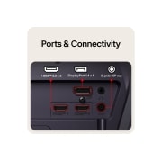 LG 25-tolline UltraGear™ G5, 200 Hz FHD mängumonitor, Mängumonitori tagantvaade, kus on näha selle ühenduvuspordid, sh kaks HDMI™ 2.0 sisendit, üks DisplayPort 1.4 port DSC-toega ja 3-pooluseline H⁄P väljund., 25G523B-B, thumbnail 12