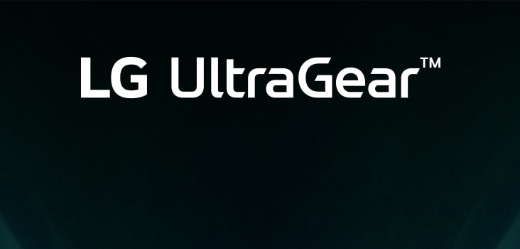 UltraGear™ logo futuristlikus neoonvalgustusega ruumis.	