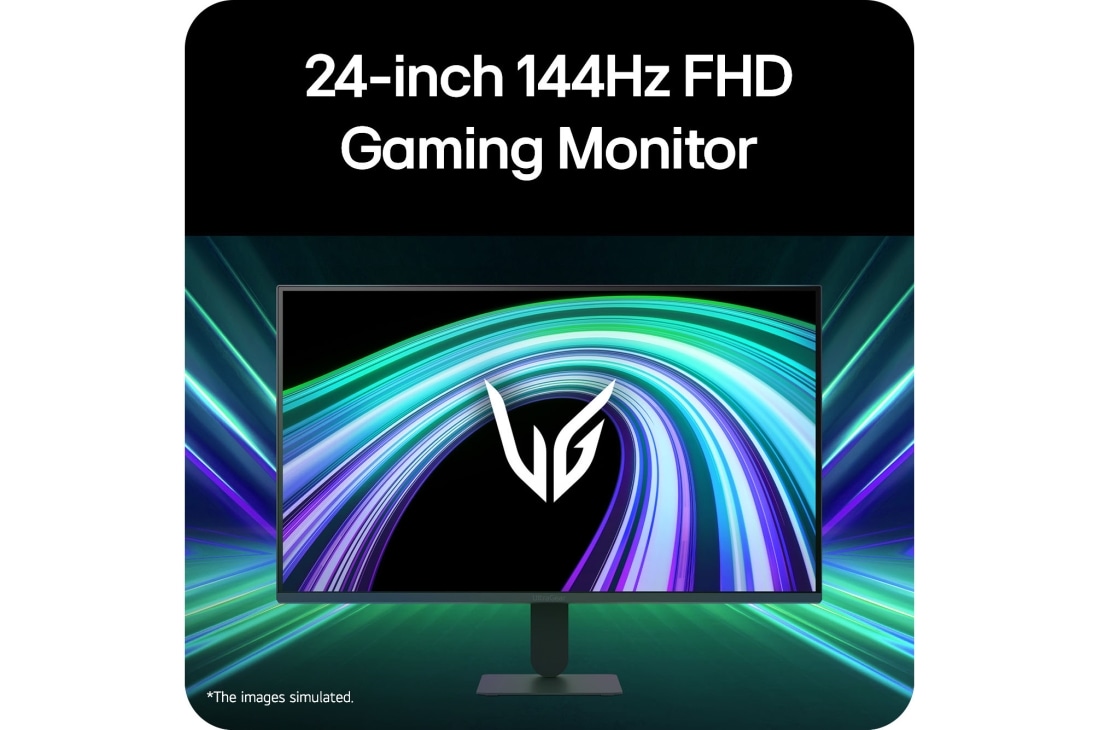 LG 24-tolline UltraGear™ G4, FHD 144Hz mängumonitor, Mängumonitori eestvaade futuristlikus neoonstiilis keskkonnas., 24G411B-B, thumbnail 5