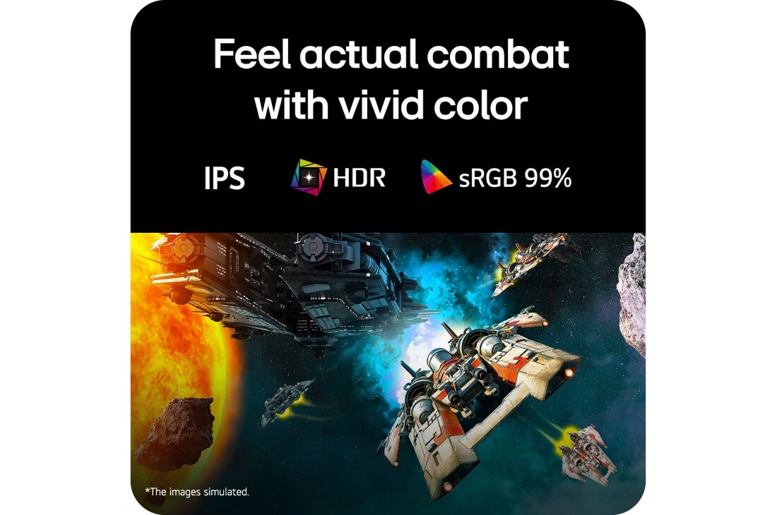 LG 24-tolline UltraGear™ G4, FHD 144Hz mängumonitor, Mängumonitoril kuvatav futuristlik lahingustseen, mis pakub erksaid värve 99% sRGB värvigamma, IPS-ekraani ja HDR-sertifikaadiga., 24G411B-B, thumbnail 6