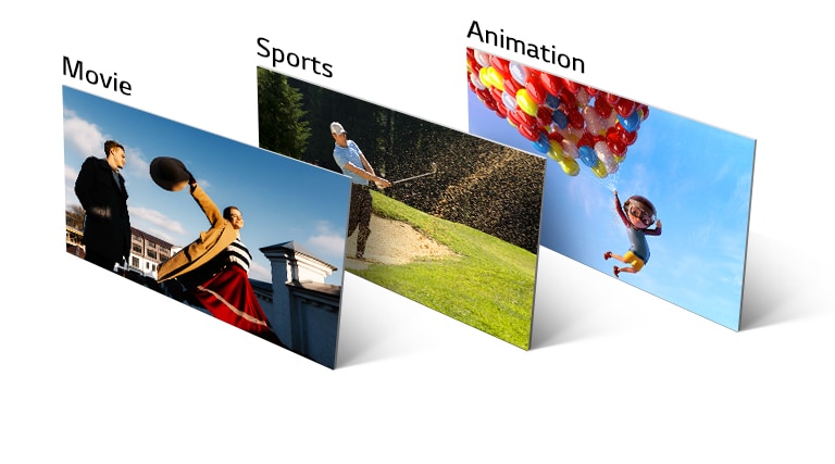 Filmi, golfimängu ja animatsiooni stseenid on vertikaalselt ja kaldu joondatud.