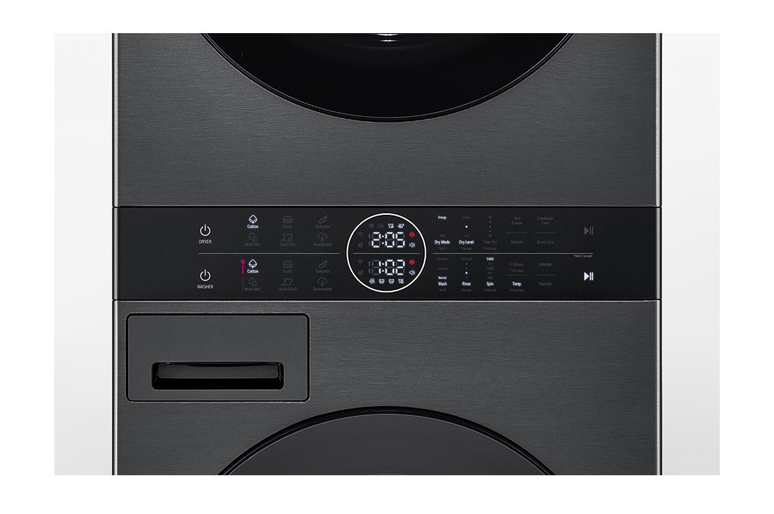 LG WashTower, pesumasin 12kg, kuivati 10kg | A-10%/A+++ | AIDD | TurboWash360 | Sügavus 66cm | Must | Aur | WT1210BBF, DISPLAY VIEW, WT1210BBF, thumbnail 6