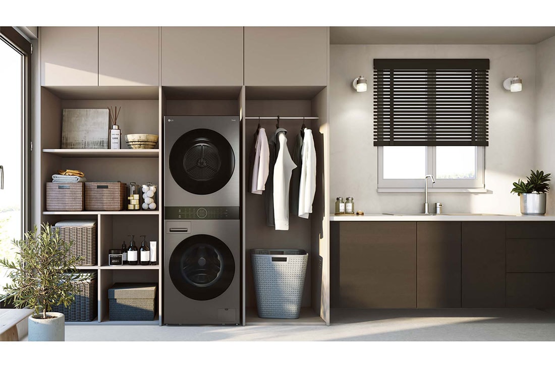 LG WashTower, pesumasin 12kg, kuivati 10kg | A-10%/A+++ | AIDD | TurboWash360 | Sügavus 66cm | Must | Aur | WT1210BBF, LIFESTYLE IMAGE, WT1210BBF, thumbnail 15