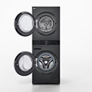 LG WashTower, pesumasin 12kg, kuivati 10kg | A-10%/A+++ | AIDD | TurboWash360 | Sügavus 66cm | Must | Aur | WT1210BBF, FRONT VIEW WITH DOOR OPEN , WT1210BBF, thumbnail 2