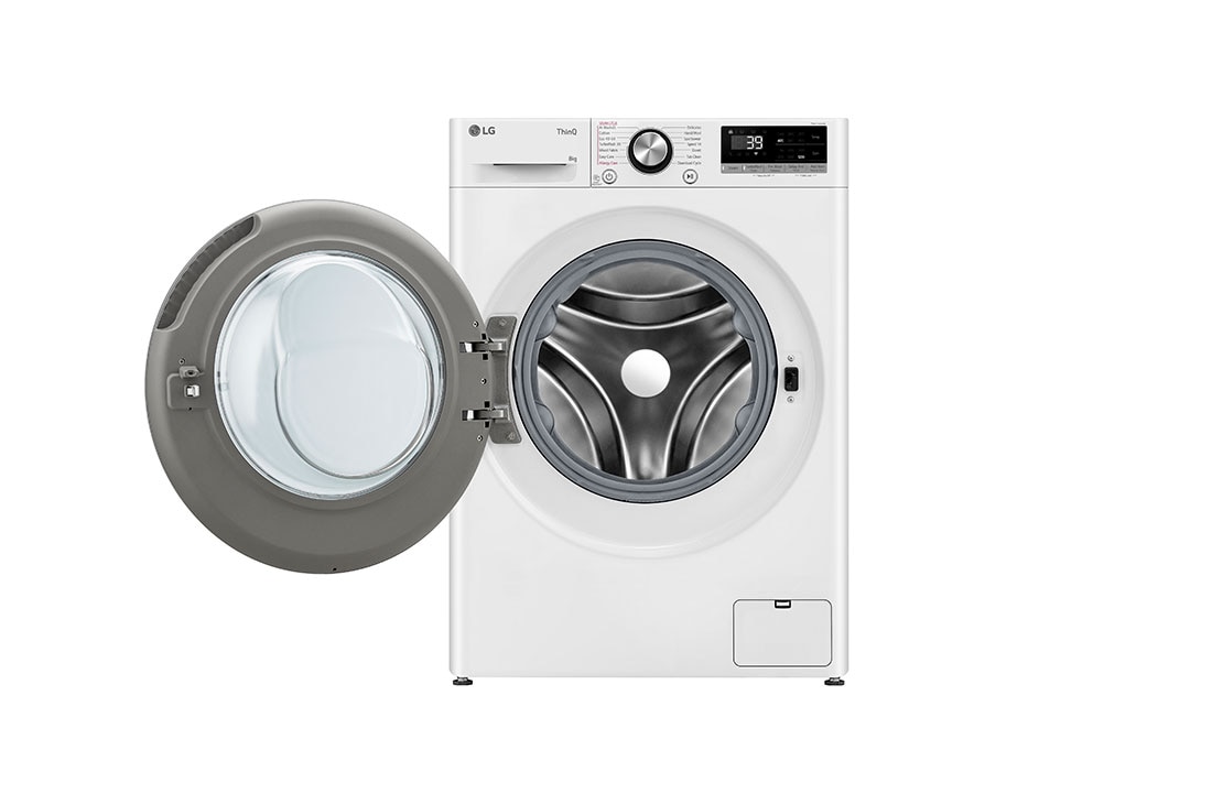 LG kitsas pesumasin 8kg I AIDD | R7 Seeria&nbsp;A-10% | Sügavus 47.5cm | Valge | &nbsp;Turbowash360&nbsp; | Aur | &nbsp;WiFi | F2WR708S3W, Front view with door open, F2WR708S3W, thumbnail 2