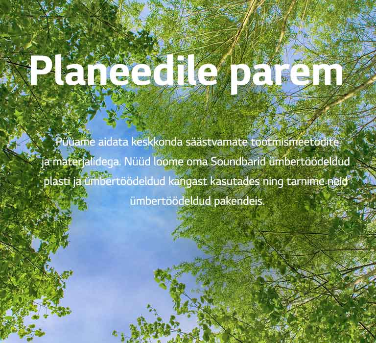 Roheline pilt, millel on lopsakad lehti täis puud, nende vahelt paistab taevas.