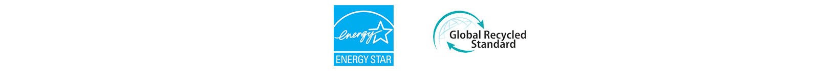 Vasakult alates ENERGY STAR (logo),  Global Recycled Standard (logo)