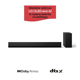 LG Soundbar SG10TY ribakõlari ja bassikõlari eestvaade
