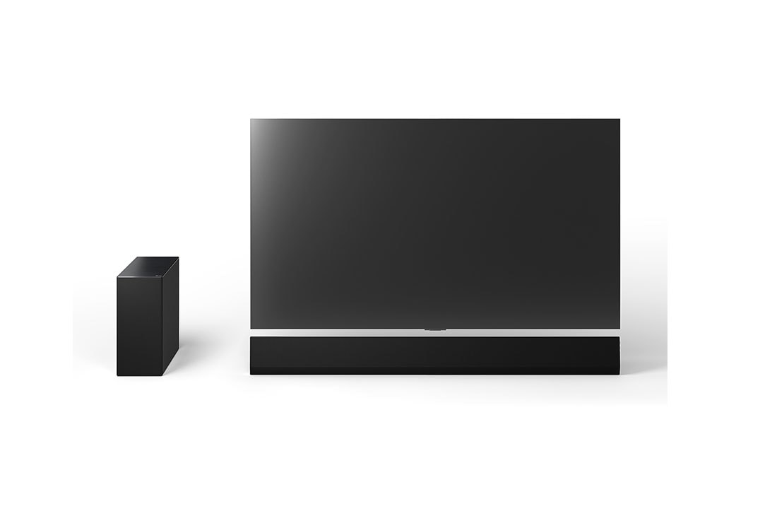 LG 420W, 3.1 kanaliga SG10TY LG Soundbar helisüsteem koos Dolby Atmos-ga, ideaalne sobivus LG OLED evo AI G-seeria TV, 65-tollise LG OLED G4, LG Soundbar SG10TY ribakõlari ja bassikõlari eestvaade, SG10TY, thumbnail 10