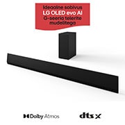 LG 420W, 3.1 kanaliga SG10TY LG Soundbar helisüsteem koos Dolby Atmos-ga, ideaalne sobivus LG OLED evo AI G-seeria TV, LG Soundbar SG10TY ribakõlari ja bassikõlari nurgavaade, SG10TY, thumbnail 2