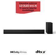 LG 420W, 3.1 kanaliga SG10TY LG Soundbar helisüsteem koos Dolby Atmos-ga, ideaalne sobivus LG OLED evo AI G-seeria TV, LG Soundbar SG10TY ribakõlari ja bassikõlari eestvaade, SG10TY, thumbnail 1