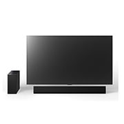 LG 420W, 3.1 kanaliga SG10TY LG Soundbar helisüsteem koos Dolby Atmos-ga, ideaalne sobivus LG OLED evo AI G-seeria TV, 65-tollise LG OLED G4, LG Soundbar SG10TY ribakõlari ja bassikõlari nurgavaade, SG10TY, thumbnail 12