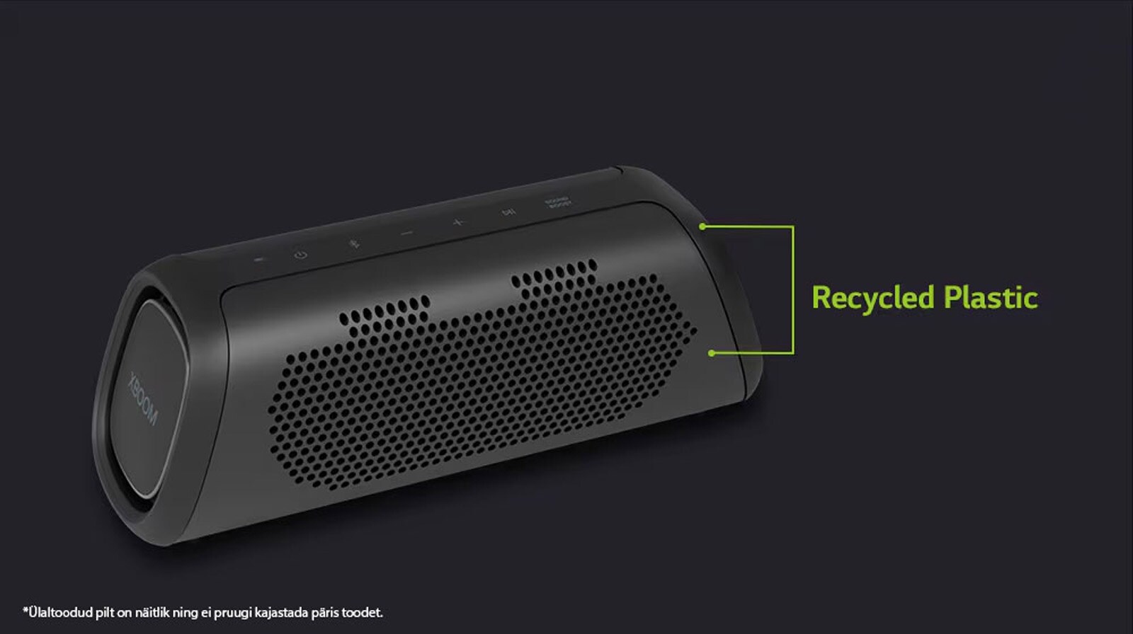 Diagonaalne vaade kõlarist, mis näitab taaskasutatud osi.