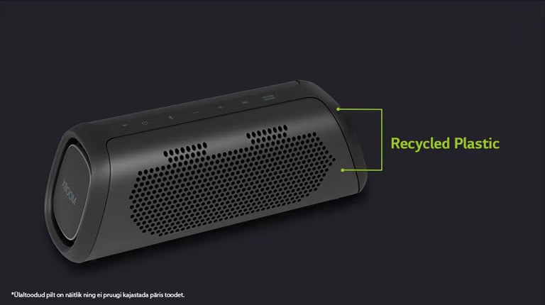 Diagonaalne vaade kõlarist, mis näitab taaskasutatud osi.