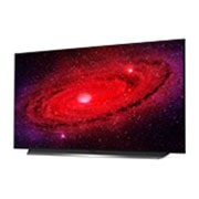 LG 48-tolline OLED 4K teler koos G-Sync™ ja helisüsteem Dolby Atmos, Külgvaade 30 kraadi alt koos täitepildiga, OLED48CX3LB, thumbnail 2