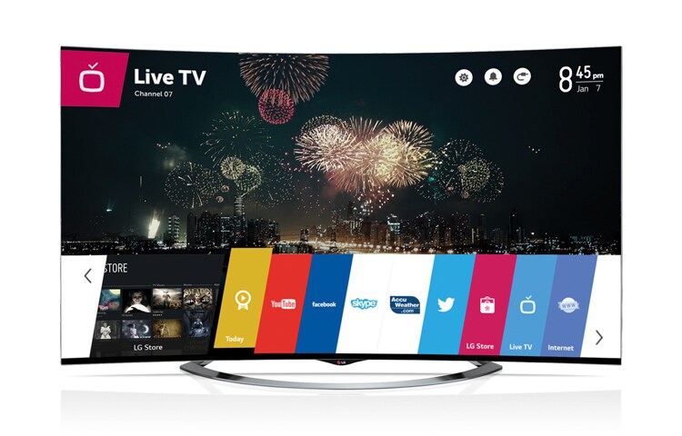 LG 65-tolline Ultra HD nõgus OLED–teler WebOSiga, kaugjuhtimispuldiga Magic Remote., 65EC970V