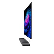 LG 65-tolline OLED 4K teler koos G-Sync™ ja helisüsteem Dolby Atmos, Külgvaade 60 kraadi alt koos täitepildiga, OLED65WX9LA, thumbnail 3