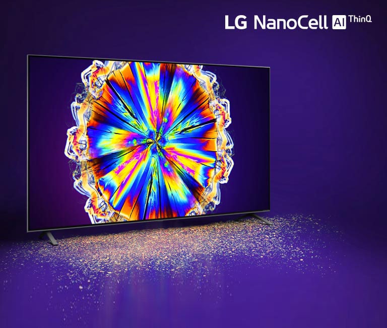The image of colorful microcrystal on the TV screen