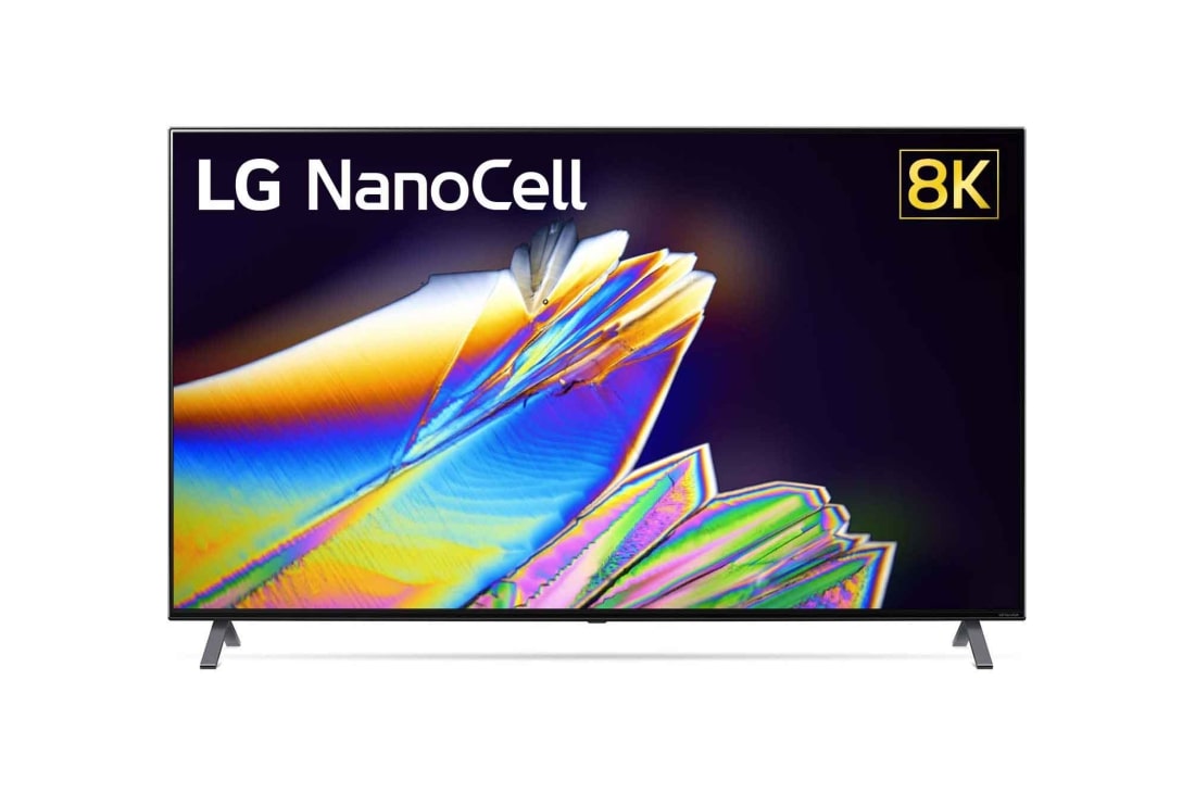 LG 65-tolline NanoCell 8K teler koos protsessor α9 ja helisüsteem Dolby Atmos, front view with infill image and logo, 65NANO953NA