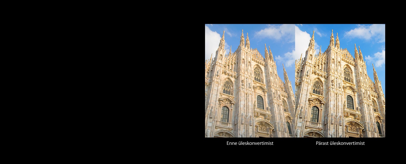 Katoliku kirikut kujutav pilt enne ja pärast üleskonvertimist