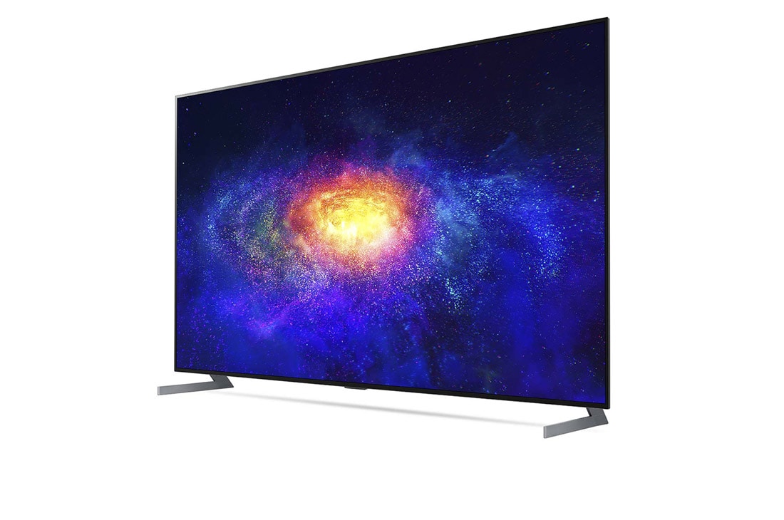 LG 77-tolline OLED 8K teler, Külgvaade 60 kraadi alt koos täitepildiga, OLED77ZX9LA, thumbnail 3