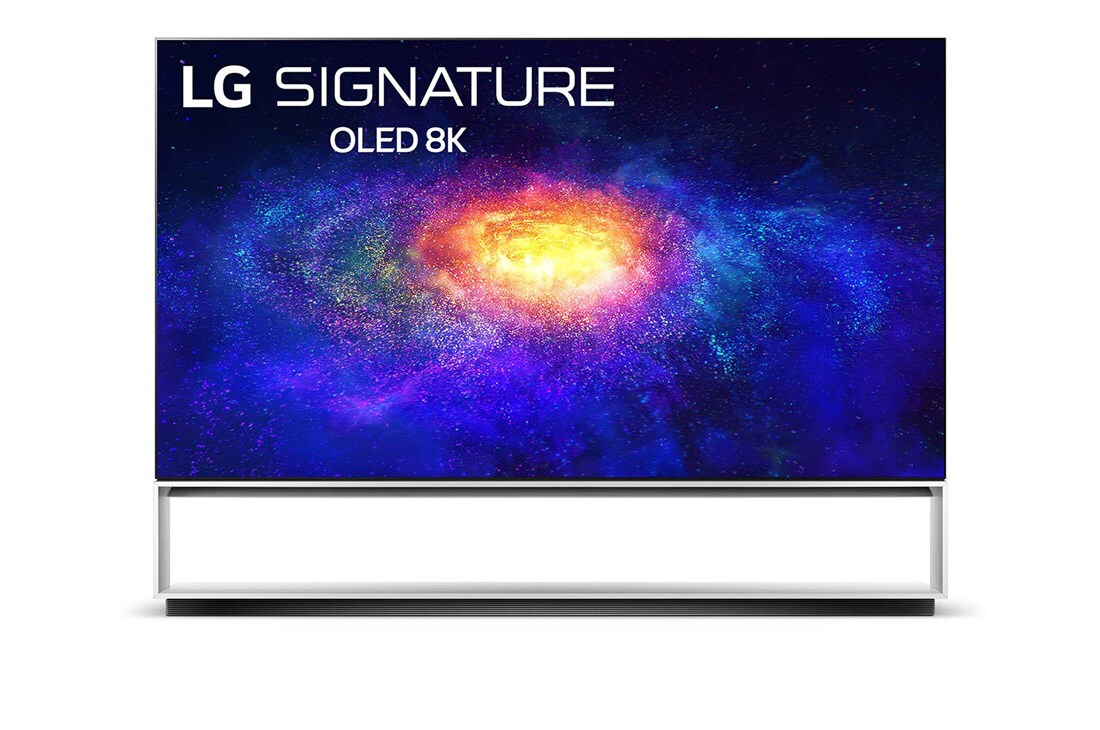 LG 88-tolline OLED 8K teler, Eestvaade koos täitepildiga, OLED88ZX9LA