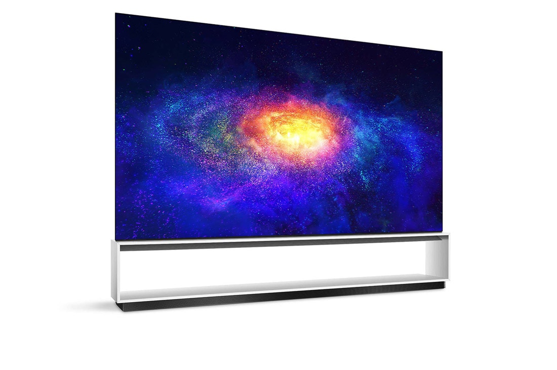 LG 88-tolline OLED 8K teler, Külgvaade 30 kraadi alt koos täitepildiga, OLED88ZX9LA, thumbnail 6